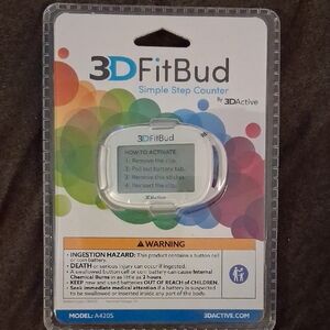 Active USA 3D FitBud Simple Step Counter - White